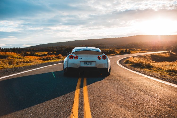white car on the road